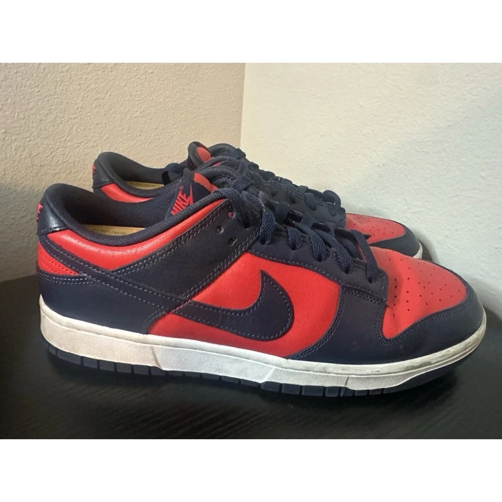 Size 12 - Nike Dunk Low Retro University Red White Obsidian Blue Shoes Mens